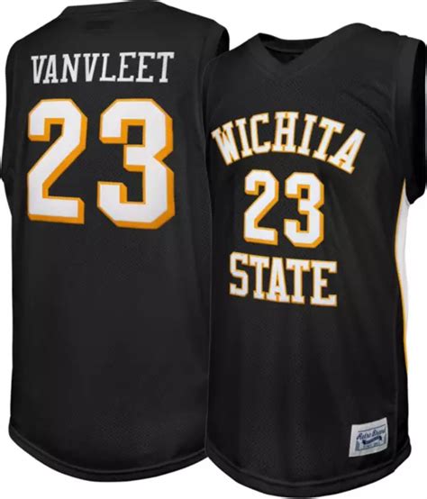 Retro Brand Mens Wichita State Shockers Fred Vanvleet 23 Black Replica Basketball Jersey