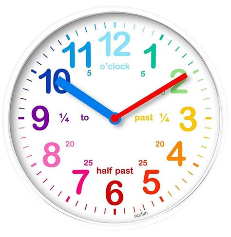 Teaching Time Wall Clock White 22522 Kids Wall Clock