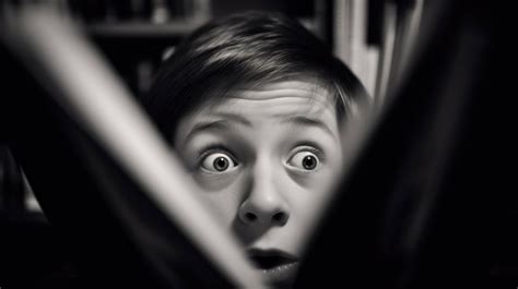 A Persons Surprised Face As They Find A Hidden Message In A Book At A