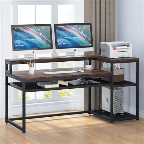 Buy Tribesigns Computer Desk With Monitor Stand Shelf 63 Inch