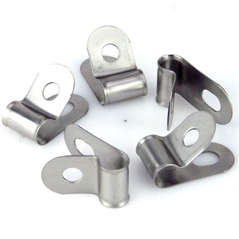 Vintage Style Unlined Wide Stainless Steel P Clips 8mm Pack Of 5 Car