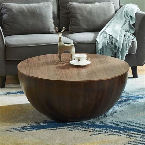 From 27999 Round Drum Coffee Table With Storage Walnut Bowl Shaped