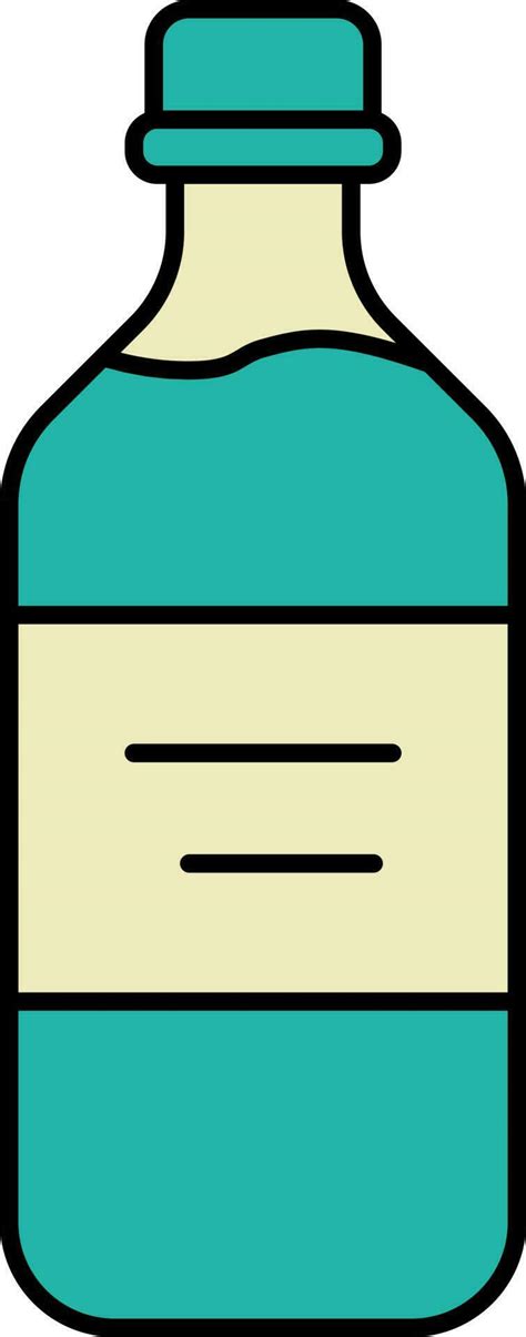 Teal And Yellow Water Bottle Icon In Flat Style 24159469 Vector Art At