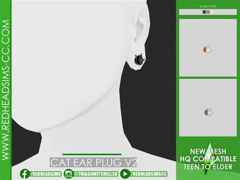 Cat Ear Plug By Thiago Mitchell At Redheadsims Sims 4 Updates