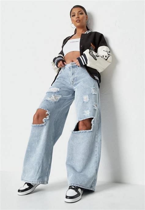 Missguided Recycled Light Blue Low Rise Baggy Boyfriend Jeans In 2021