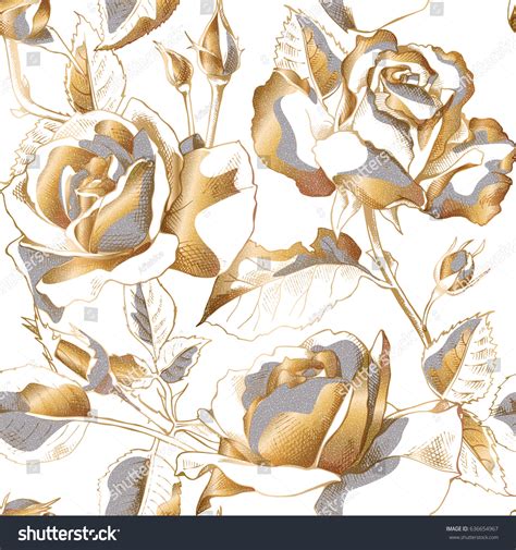 Check out our gold accent pattern selection for the very best in unique or custom, handmade pieces from our shops. Seamless Pattern Gold Rose Flowers Leaves Stock Vector ...