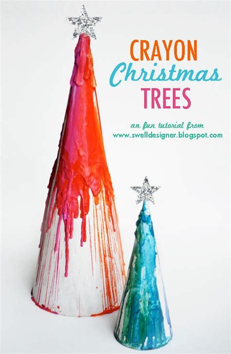 Crayon Drip Paper Maché Christmas Trees I Love Using Crayons To Make