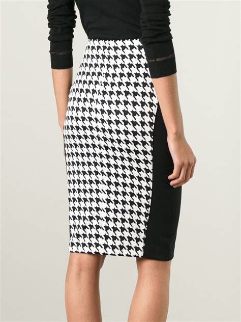 Lyst Michael Kors Houndstooth Print Pencil Skirt In Black