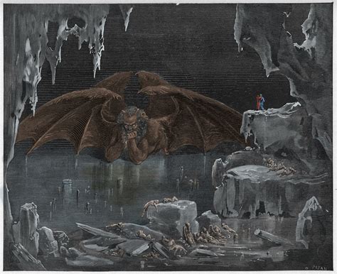 inferno canto 34 lucifer king of hell frozen in the ice illustration from the divine