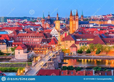 Wurzburg Germany Old Town Skyline With The Towers Of St Kilian