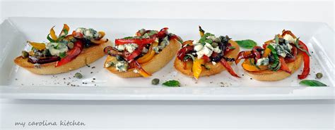 You can make them in large quantities for parties or gatherings. My Carolina Kitchen: Bruschetta with Sautéed Sweet Peppers and Creamy Gorgonzola