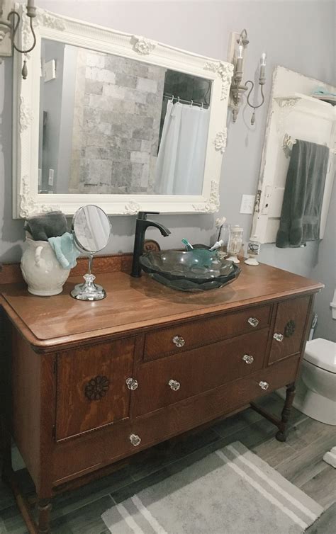 Allen roth canterbury 36 in white single sink bathroom vanity with carrara engineered stone top. Kohler Vessel Sink, Antique Buffet, Buffet Bathroom Vanity ...