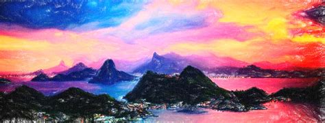 Rio De Janeiro At Dusk Art Painting By Motionage Designs