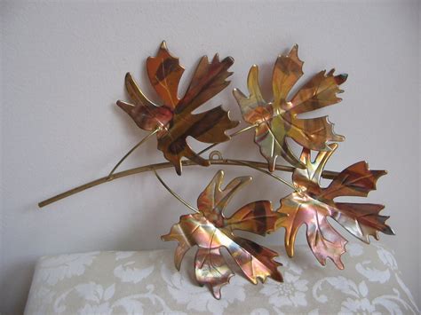 Vintage Metal Leaves Wall Art Copper Brass Maple Leaf Etsy