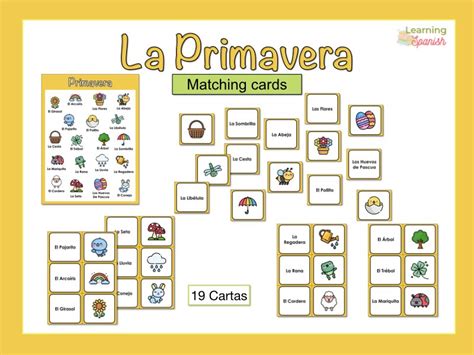 Matching Cards Spring In Spanish La Primavera Teaching Resources