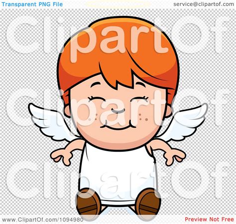 Clipart Smiling Sitting Red Haired Angel Boy Royalty Free Vector