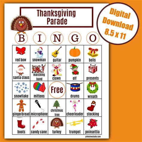Thanksgiving Day Parade Bingo Thanksgiving Games Thanksgiving Fun