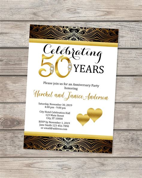50th Wedding Anniversary Invitation Black And Gold Nepal Ubuy