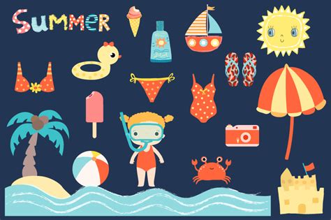 Cute Summer Beach Clip Art Collection Children Holiday Clipart 25471
