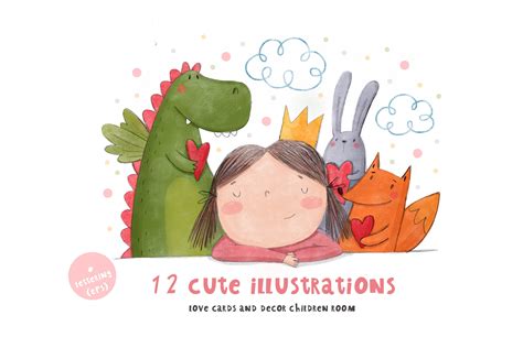 Cute illustrations love card | Custom-Designed Illustrations ~ Creative Market