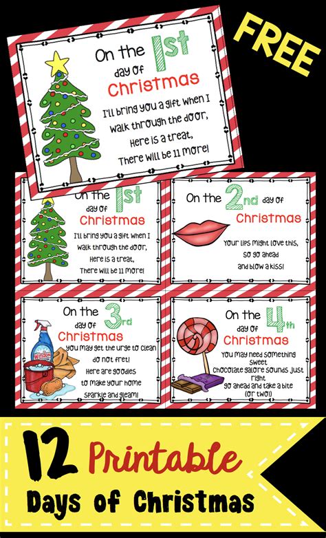 12 Days Of Christmas Words Printable