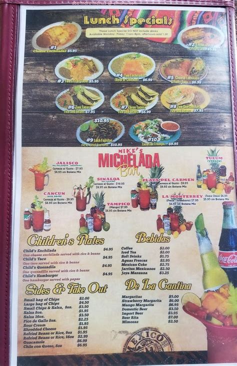 Carta De La Taqueria And Michelada Bar Doña Mimi Rosenberg 1st St