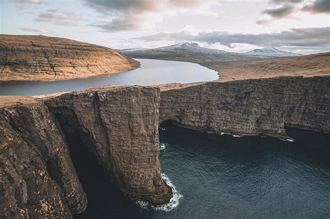 Hd Wallpaper Norway Faroe Islands Rocks Hills Mountain Sky Ocean