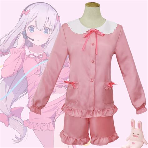 Anime Eromanga Sensei Izumi Sagiri Cosplay Costume Sleepwear Pink