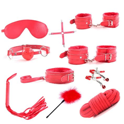 women sexy lingerie sex handcuffs nipple clamps whip mouth gag bdsm bondage set erotic