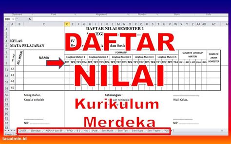 Daftar Nilai Kurikulum Merdeka Sd Smp Sma Smk Tasadmin