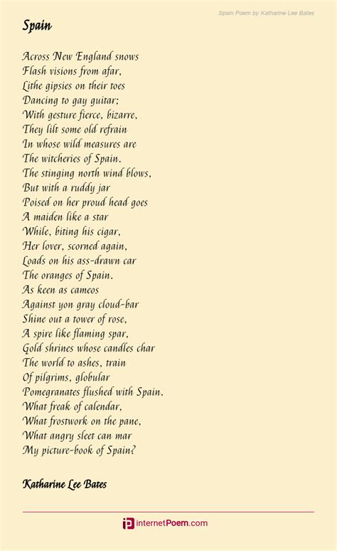 Spain Poem By Katharine Lee Bates