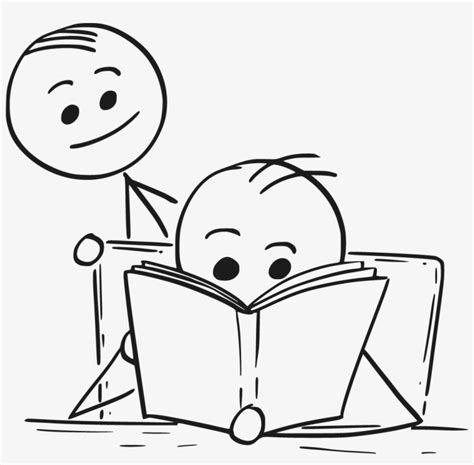 Reading 2 People Cartoon Drawings Of A Book Png Image Transparent