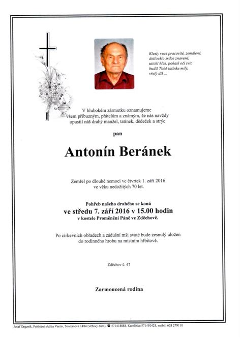 This is available in dominus magazine. Pan Antonín Beránek | smutecnioznameni.eu