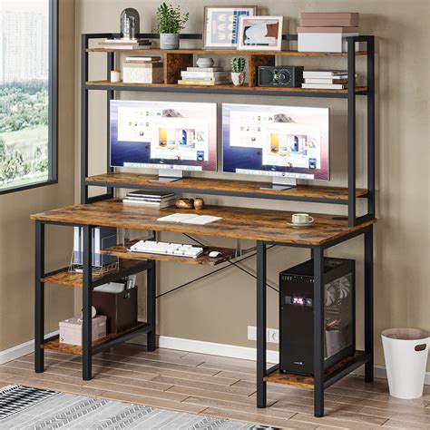 Sedeta Computer Desk With Hutch And Monitor Shelf 55 Inches Industrial