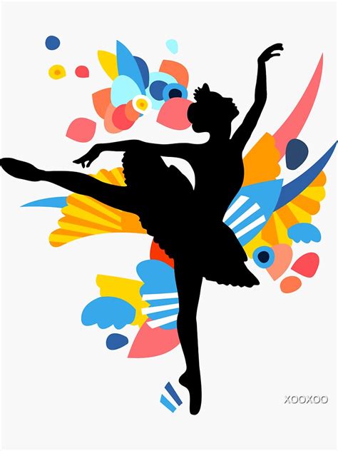 Colorful Dancing Ballerina Silhouette Sticker For Sale By Xooxoo