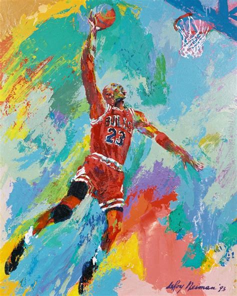 Leroy Neiman Michael Jordan Art Painting Arte De Baloncesto Técnicas
