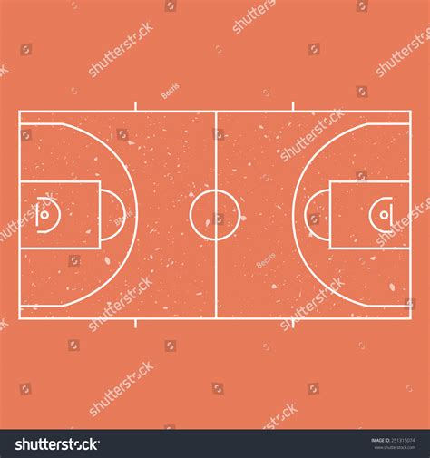 Illustration Orange Gunge Basketball Court Layout Stock Vector Royalty