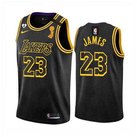 Camiseta Lebron James 23 Los Angeles Lakers 2020 Negro Champion ⋆