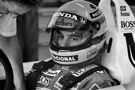 Brazilian Formula 1 Driver Ayrton Senna Behind The Wheel Of His Honda Concentrating In The