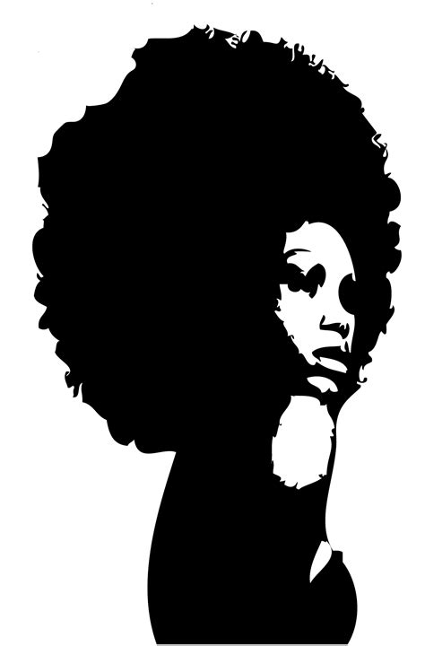 Silhouette Black African American Female Clip Art Afro Lady Cliparts