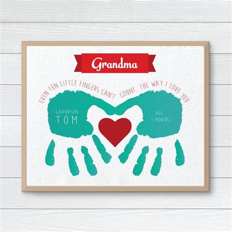 Personalized T For Grandmother Custom Handprint Art Etsy Fathers