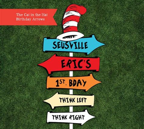 Dr Seuss Personalized Arrow Signs Digital File Seuss Party Seuss