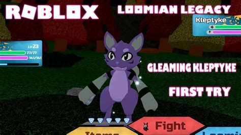 Roblox Loomian Legacy Gleaming Shiny Kleptyke First Try Caught