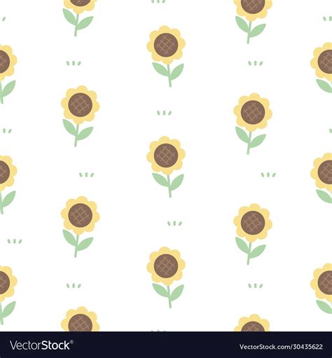 Cute Sunflowers Seamless Pattern Background Vector Image