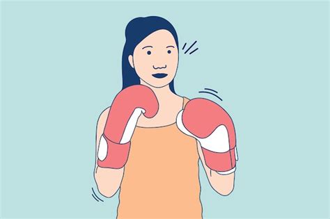 Premium Vector Illustrations Of Beautiful Boxer Woman Throwing A