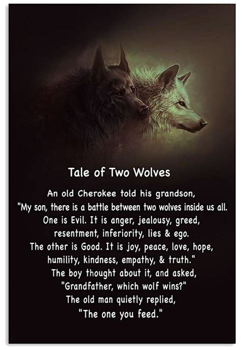Tale Of Two Wolves The Wolf That Wins Is The One You
