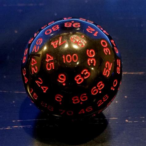 D100 Black And Red 100 Sided Die D100 Game Dice 100 Sides Etsy