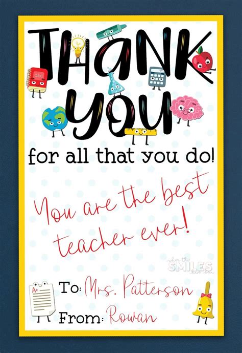 FREE Teacher Appreciation Thank You Printable - Two Versions! | Teacher ...