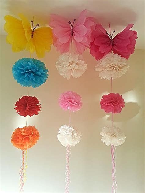 Party Hanging Ceiling Decorations Tissue Paper Pom Poms Birthday Party