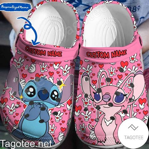 Personalized Stitch And Angel Love Crocs Clogs Tagotee